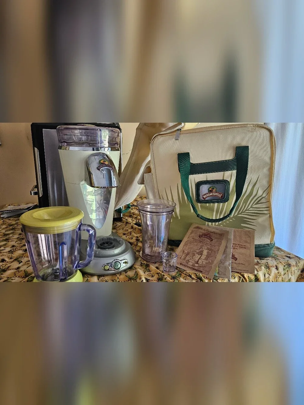 Margaritaville Lime Green and Beige Frozen Drink Maker Set with Cooler Bag